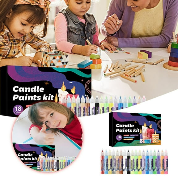 Candle Paints Kit Candle Painting For Kids DIY Craft Art Washable With Outliner Pen Create Your Own Stained Glass Window(270ml)