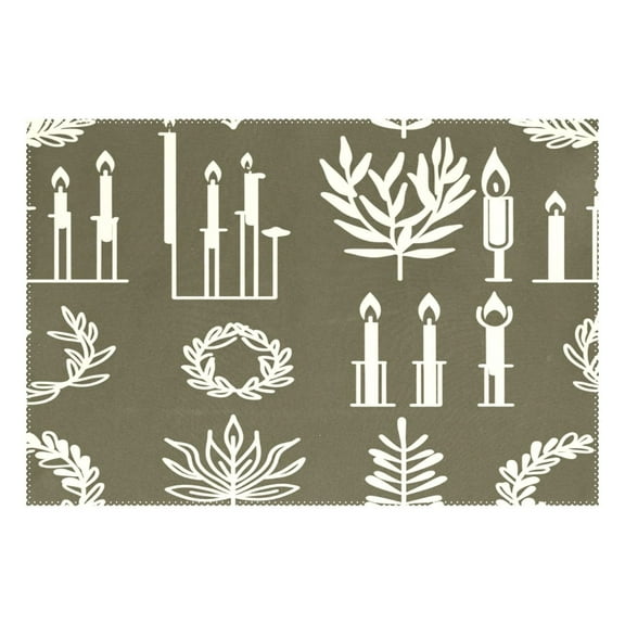 Candle Patterns 12x18in Heat-Resistant Non-Slip Place Mat, Durable and Wrinkle-Resistant