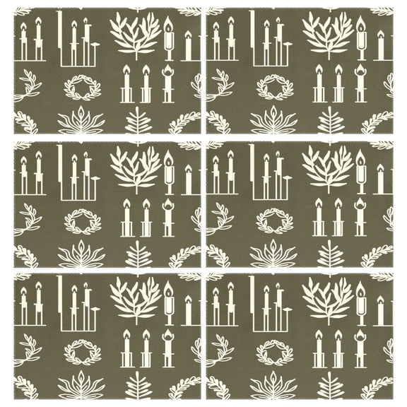 Candle Patterns 6-Piece 12x18in Durable Place Mats, Heat-Proof and Non-Slip