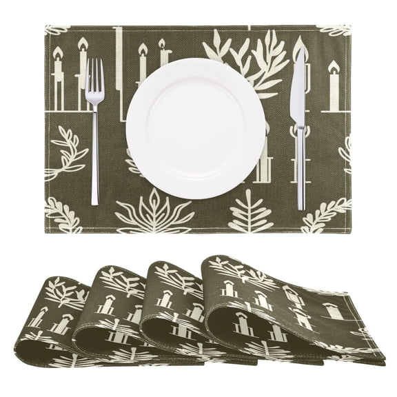 Candle Patterns Reversible Placemat Non Slip Coffee Mat 18x12 Inch for Dining, Kitchen, Coffee