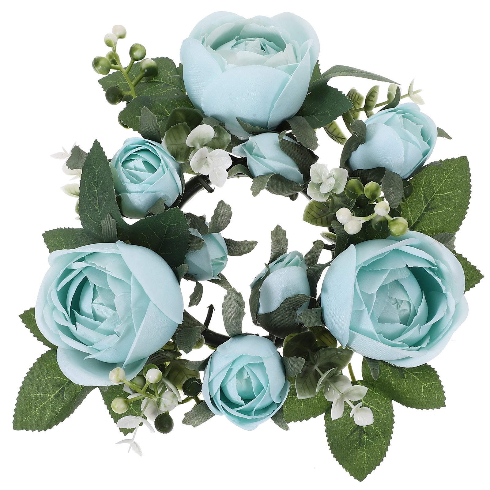 Candle Ring Artificial Rose Candle Wreath Decorative Table Centerpiece