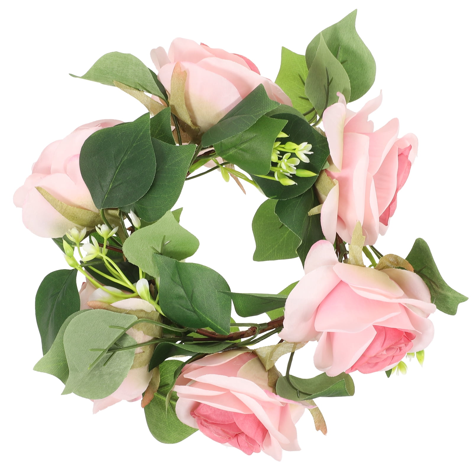 Candle Ring Artificial Rose Flower Candle Wreath Decorative Table
