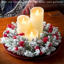 Candle Rings, 1PC Flocked Pine Needle Berry Wreath, Christmas Candlestick Wreath Decoration, Candle Holder, Christmas Decoration Candle Garland, Snow Berry Candle Rings Wreath