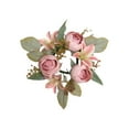 thumbnail image 1 of Candle Rings, Artificial Lily Rose Leaves Wreath, Pillar Candle Holder for Wedding Home Door Tabletop Decoration (D), 1 of 6