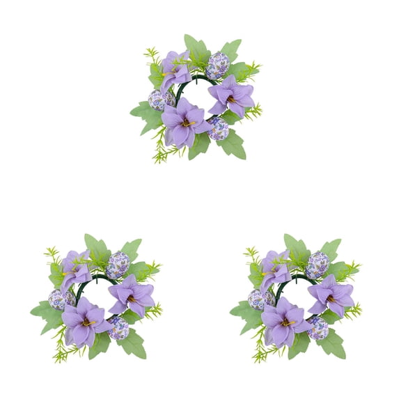 Candle Rings Wreaths 1-4PC, Artificial Hydrangea & Eucalyptus Wreath for Pillar Candle Holder, Small Boho Wreath for Wedding, Table, Home & Door Decoration