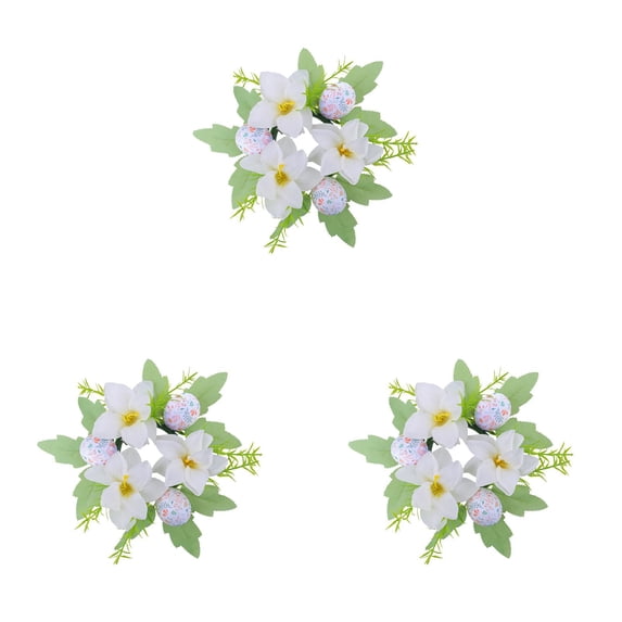 Candle Rings Wreaths 1-4PC, Artificial Hydrangea & Eucalyptus Wreath for Pillar Candle Holder, Small Boho Wreath for Wedding, Table, Home & Door Decoration