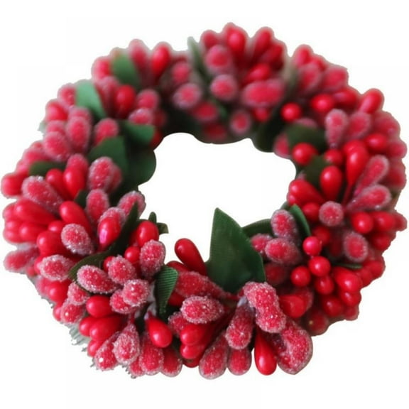 Candle Rings Wreaths Candle Ring, Small Wreath with Red Berry, 3.1 Inch Farmhouse Wreath, Fall Wreaths Indoor Candle Decor