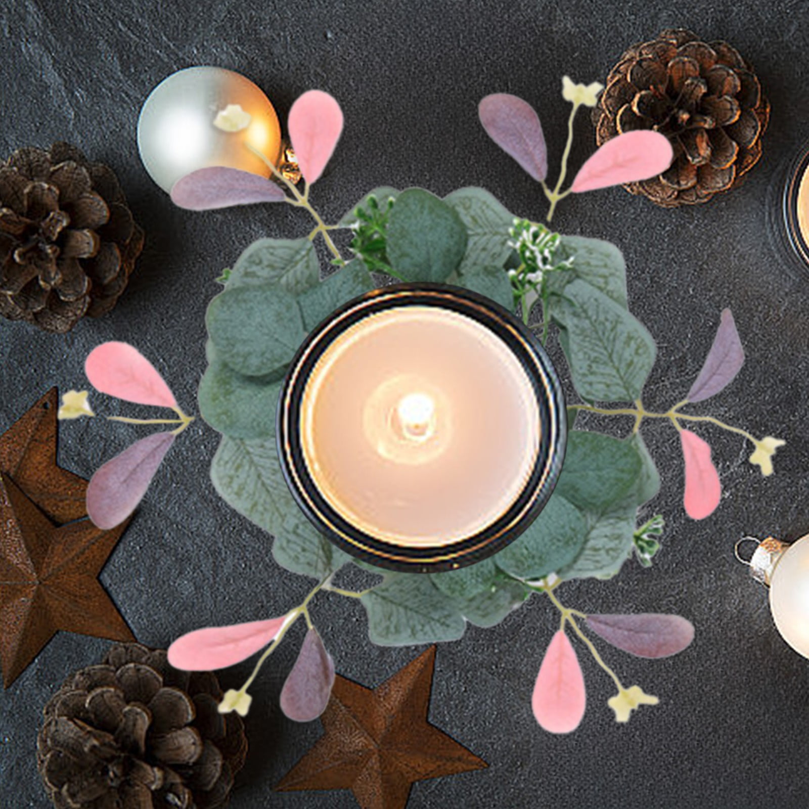 24-Pack Mini Christmas Candle Rings – Rustic Berry Wreaths For Pillar Candles & Tables