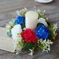 thumbnail image 1 of Candle Rings Wreaths Independence Day Candle Ring Floral Candle Rings Artificial Flowers Red-White-Blue Mini Wreaths Ideal Independence Centerpiece for Candle Candle Wreath, 1 of 6