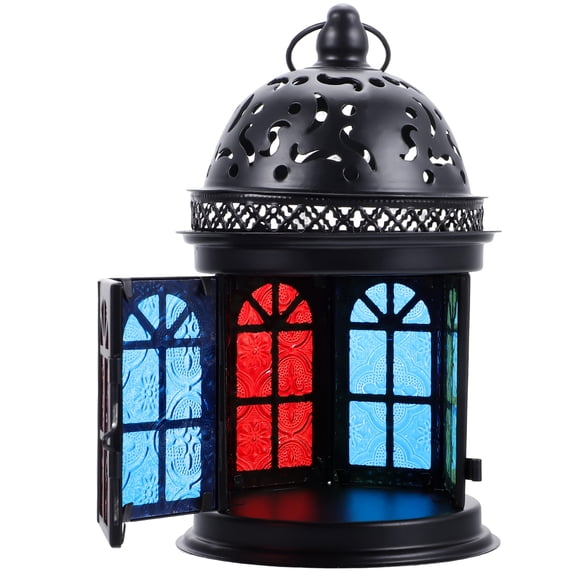 Moluckfu Square Shape Lantern Iron Black Indoor Decor 1Pack 8.7x5.1in