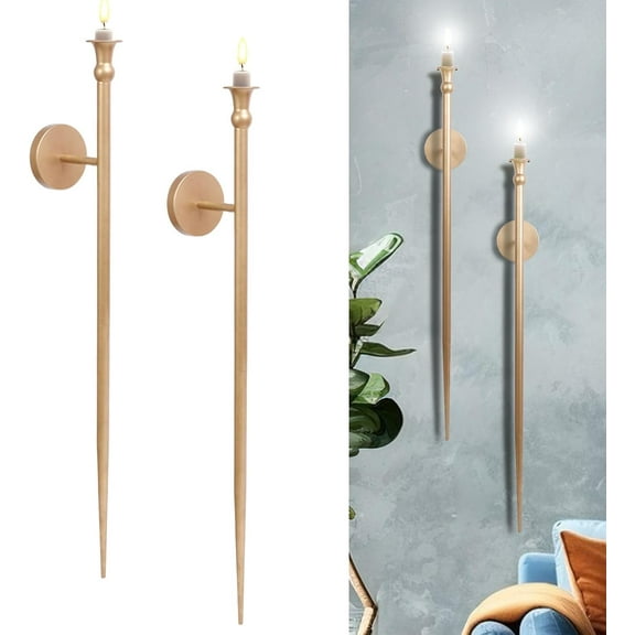 Candle Sconces Long Wall Candle Holder Set of 2 Gold Retro Decoration for Dining Room, Living Room