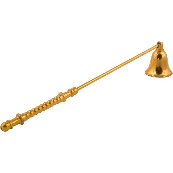 Candle Snuffer, Fire Extinguisher with Long Handle to Safely Extinguish Candles, Stainless Steel 12 x 2in (Brass Handle)