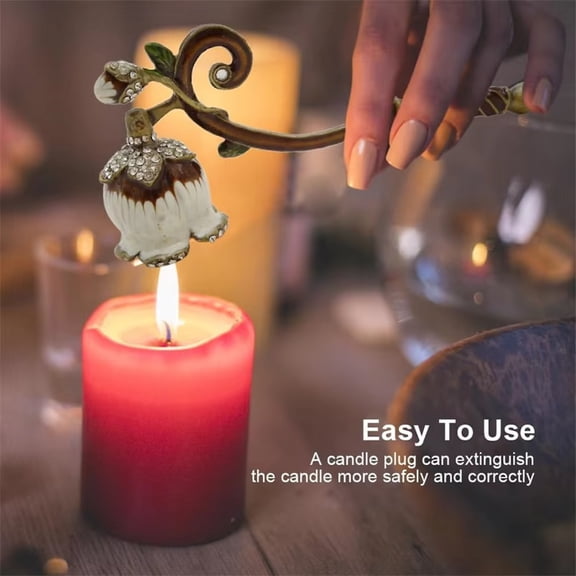 Candle Snuffer with Long Handle Elegant Metal Candle Extinguisher Vintage Wick Snuffer Tool Decorative Candle Accessory for Home Decor Aromatherapy Candles Gift A