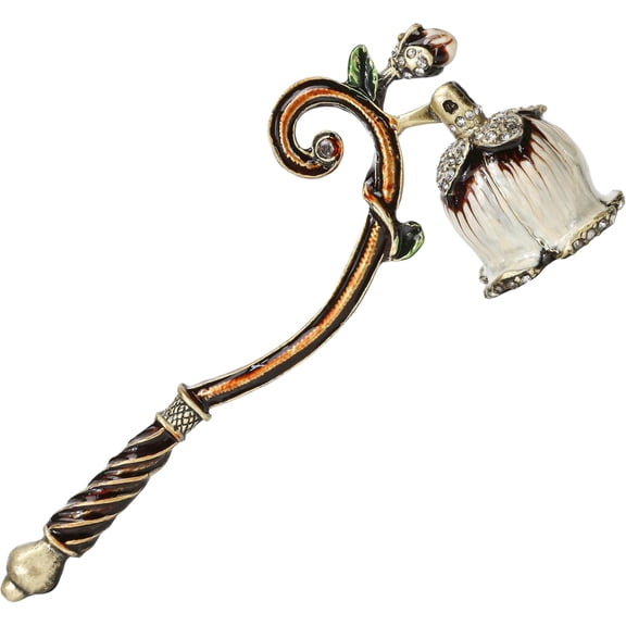 Candle Snuffer Vintage Flower Stopper  Elegant Metal Candle Extinguisher Tool with Long Handle, Decorative White Design for Safely Put Out Flame, Prevents Smoke, Spiritual Gift for Candle Lovers