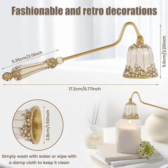 Candle Snuffer with Long Metal Handle, Decorative Wick Extinguisher for Home Decor