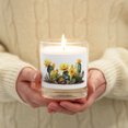 Candle, Soy Wax, with a 'Yellow Blooming Cactus Design'