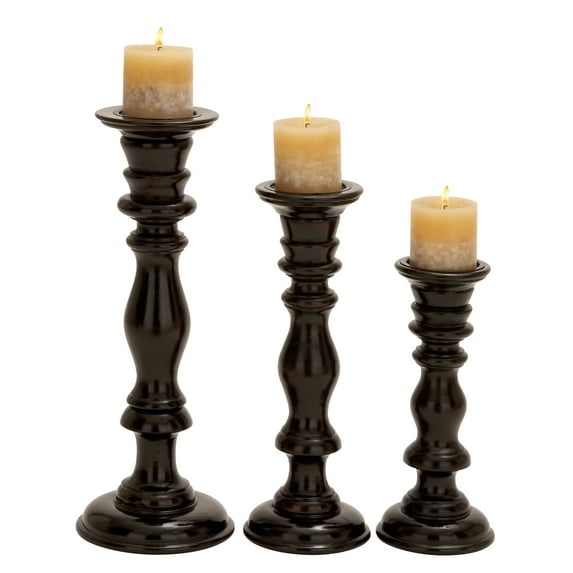Candle Stands - Wood Candle Holder Set Of 3, Brown