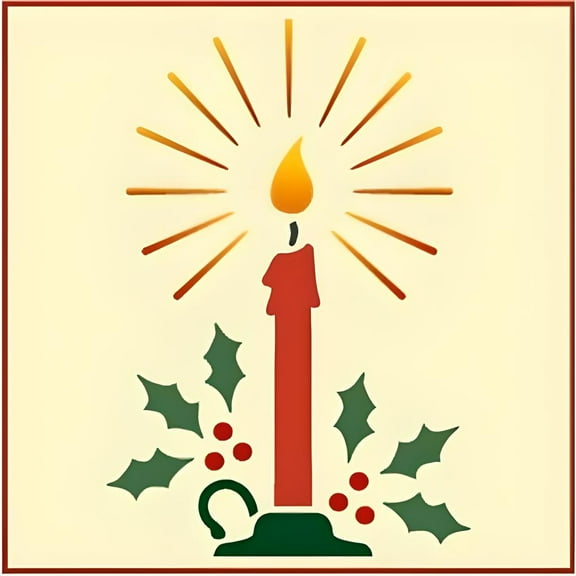 Candle Stencil - Holiday Decoration Stencil for Painting Christmas Cards Ornaments Winter Art DIY Art & Craft Reusable Sturdy Flexible Template 10 mil Plastic Mylar - The Artful Stencil