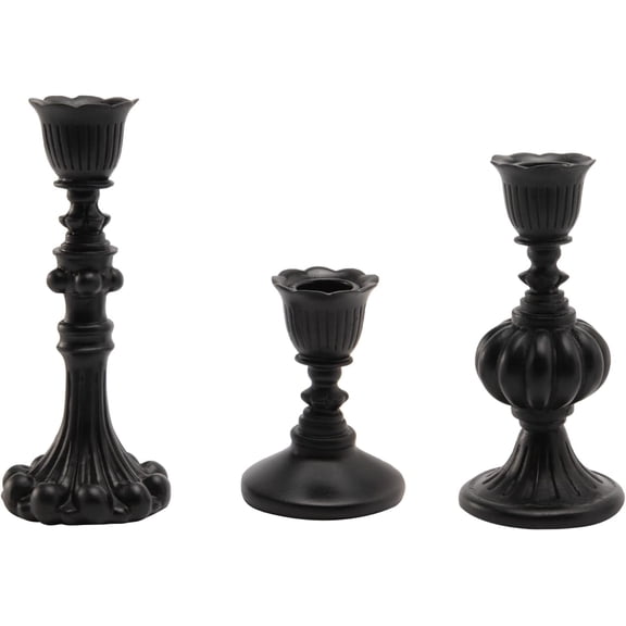Candle Stick Candle Holder Set - Black Christmas Candlestick Holder Modern Baroque Home Decor for Coffee Table for Kwanzaa Easter Centerpiece Dinning Room Wedding Set of 3 l1