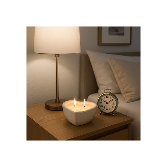 Sandalwood Scented Heart Candle for Men and Women - Decorative Votive Accent for Living Room, Bedroom, and Bathroom - Small Pillar Style Candle for Indoor and Outdoor Spaces- 4", White