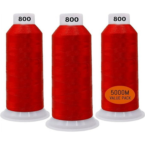 Candle Threads 3-Pack Red Polyester Machine Embroidery Thread, 5000M