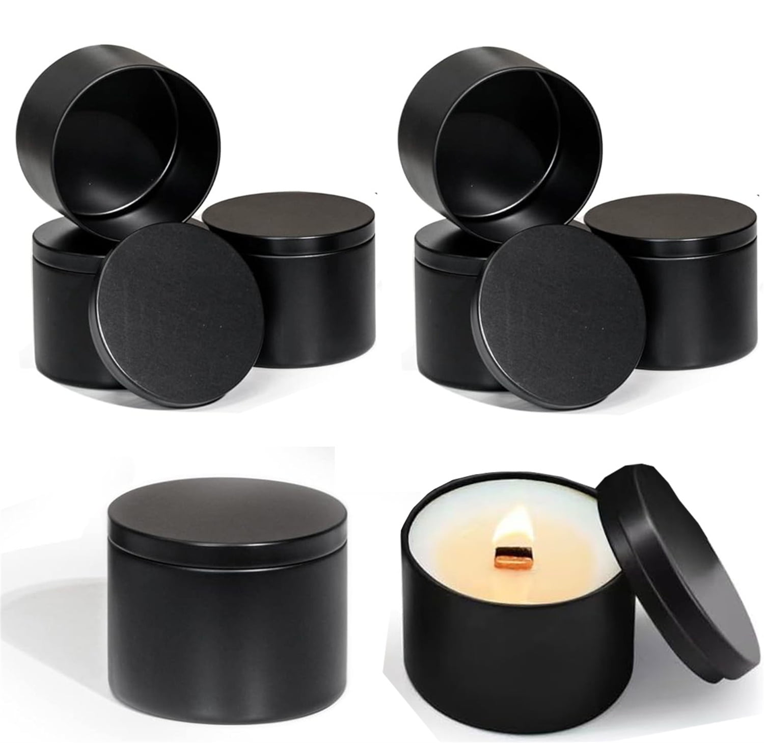 Candle Tins,Bexikou 10 Pack 8oz Candle Tins for Making Candles,Candle Jars with Lids,Candle Containers for DIY Candle Making,Black Candle Tins,Empty Candle Jars for Making Candles (Black-8 oz)