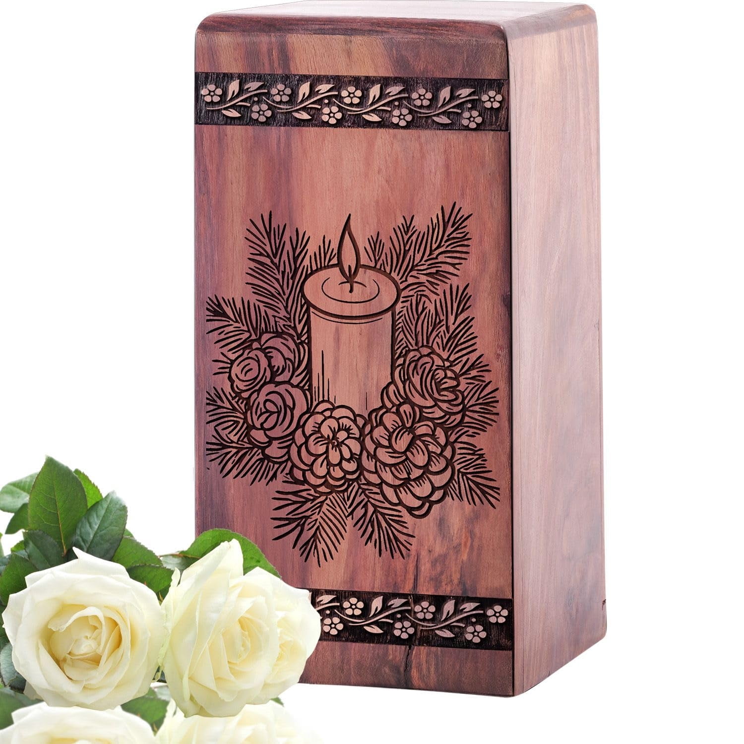Candle Urn for Human Ashes/Pet Ash - Wooden Urns for Male/Female - Funeral Urns for Burial - Memorial Decorative Keepsake Urns Box - 10Inch, Large Size - Single 1Pcs