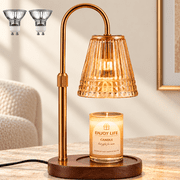 RideHaven Candle Warmer Lamp, 2/4/8H Timer, 4-Level Dimming, Wood Base