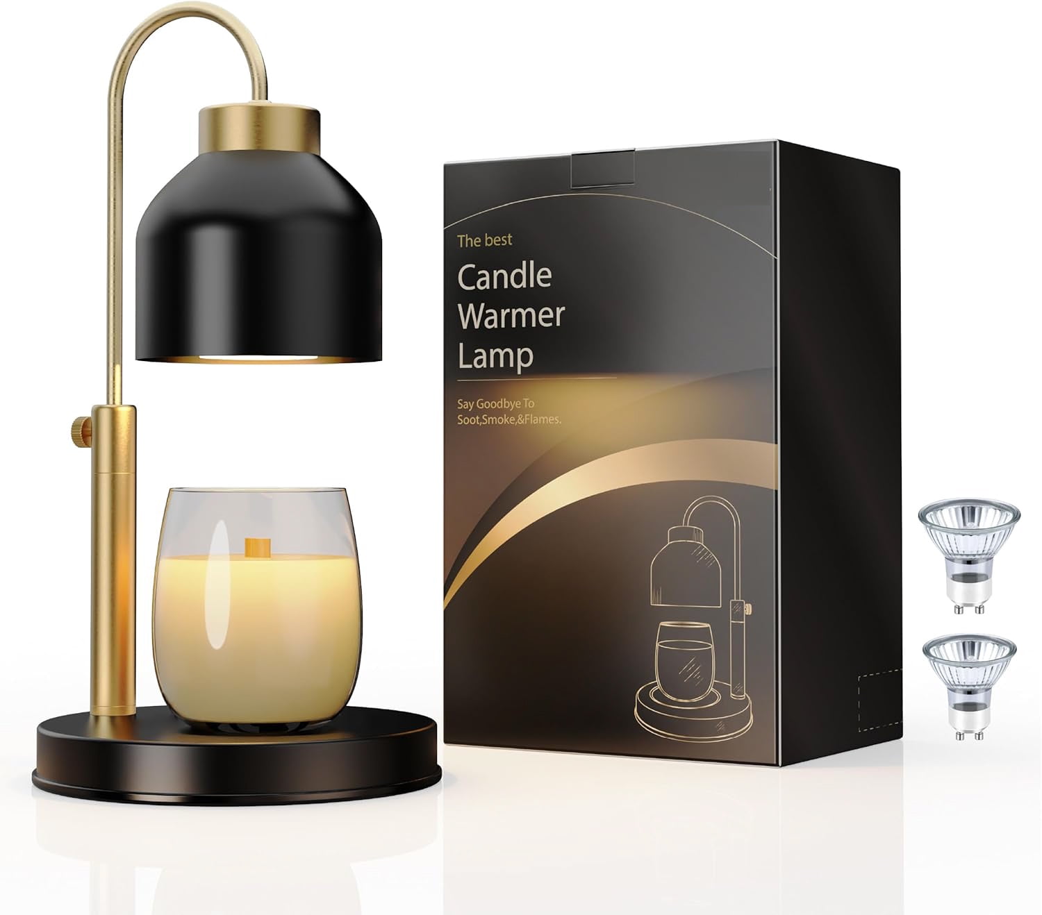Candle Warmer Lamp With Dimmer & Timer - Adjustable Height, 3 Bulbs, For All Candle Sizes