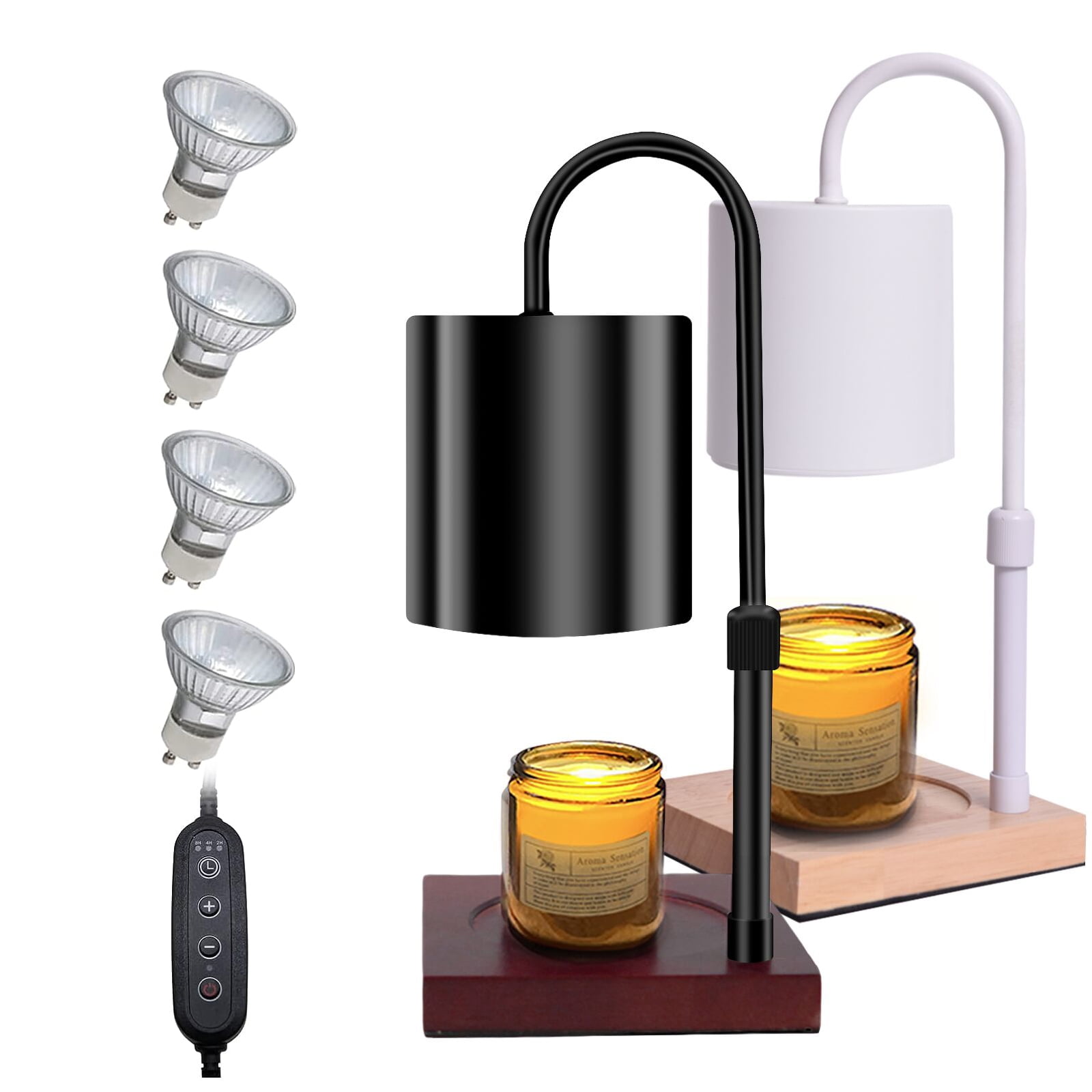 Candle Warmer Lamp with 4 Replaceable Bulbs, Adjustable Height & Heat