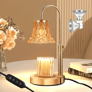 Candle Warmer Lamp, Adjustable Height Candle Lamp Warmer with Timer, Electric Dimmable Wax Melt Warmer with Flower Shaped and Stable Metal Base for Bedroom Home