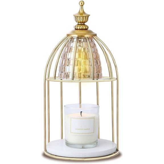 Candle Warmer Lamp, Auto Shut Off and Brightness Heat Level Control with Timer and Dimmable , Top-Down Candle Melting with Marble Base and 2 Bulbs()
