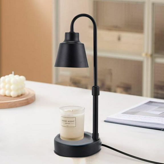 Candle Warmer Lamp,Candle Lamp,Candles Height Adjustable Dimmable Warmers Scented Flower Lamps No Flame Heat Warm Melt Wax Jar Modern Home Decor Table Lights,No Wax(Black 10in)