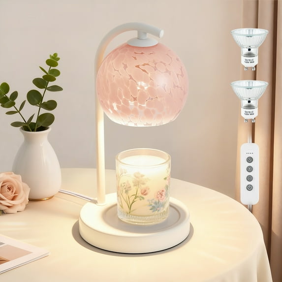 NATYSWAN Candle Warmer Lamp Gifts for Women - Dimmable Scented Wax Melt Warmer with Timer - Housewarming Gift for Home Bedroom Decor, Xmas Birthday Gifts for Mom, 2 Bulbs, Pink