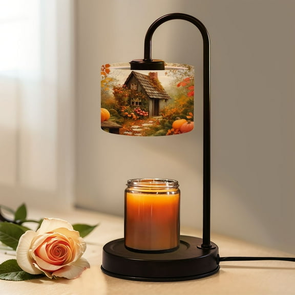 Candle Warmer Lamp with Timer, Abstract Nature Fall Scenic Country French Autumn Non-slip Wireless Remote Control Wax Melts Warmer with 4 Bulbs for Home Office Dorm, Birthday Gifts for Women