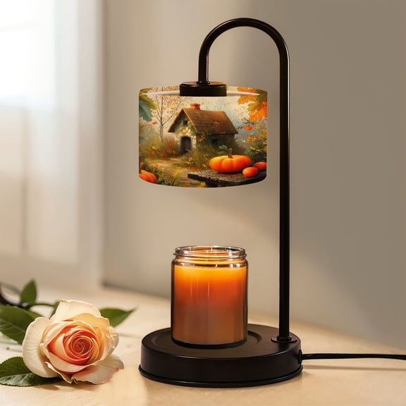 Candle Warmer Lamp with Timer, Abstract Nature Fall Scenic Country French Autumn Non-slip Wireless Remote Control Wax Melts Warmer with 4 Bulbs for Home Office Dorm, Birthday Gifts for Women