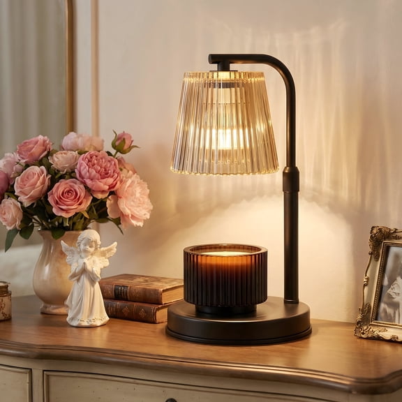 Candle Warmer Lamp with Timer, Dimmable Modern Wax Melt Warmer, Adjustable Height Electric Candle Lamp for Jar Candles, Safe Flame-Free Home Decor Gift for Women (2 Bulbs)