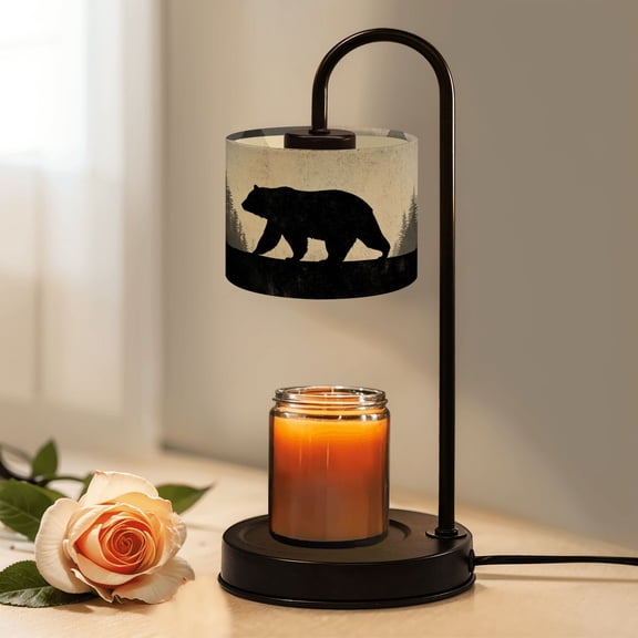 Candle Warmer Lamp with Timer, Bear Cub Design Stark Contrast Pine Forest Non-slip Wireless Remote Control Wax Melts Warmer with 4 Bulbs for Home Office Dorm, Birthday Gifts for Women