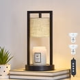 thumbnail image 1 of Candle Warmer Lamp with Timer, Black Candle Lamps Linen Fabric Shade, 3-Level Dimmable Candle Light Wax Melt Warmer for Scented Wax, 35W Electric Warmer Lamp for Women Home Decor (2 Bulbs Included), 1 of 8