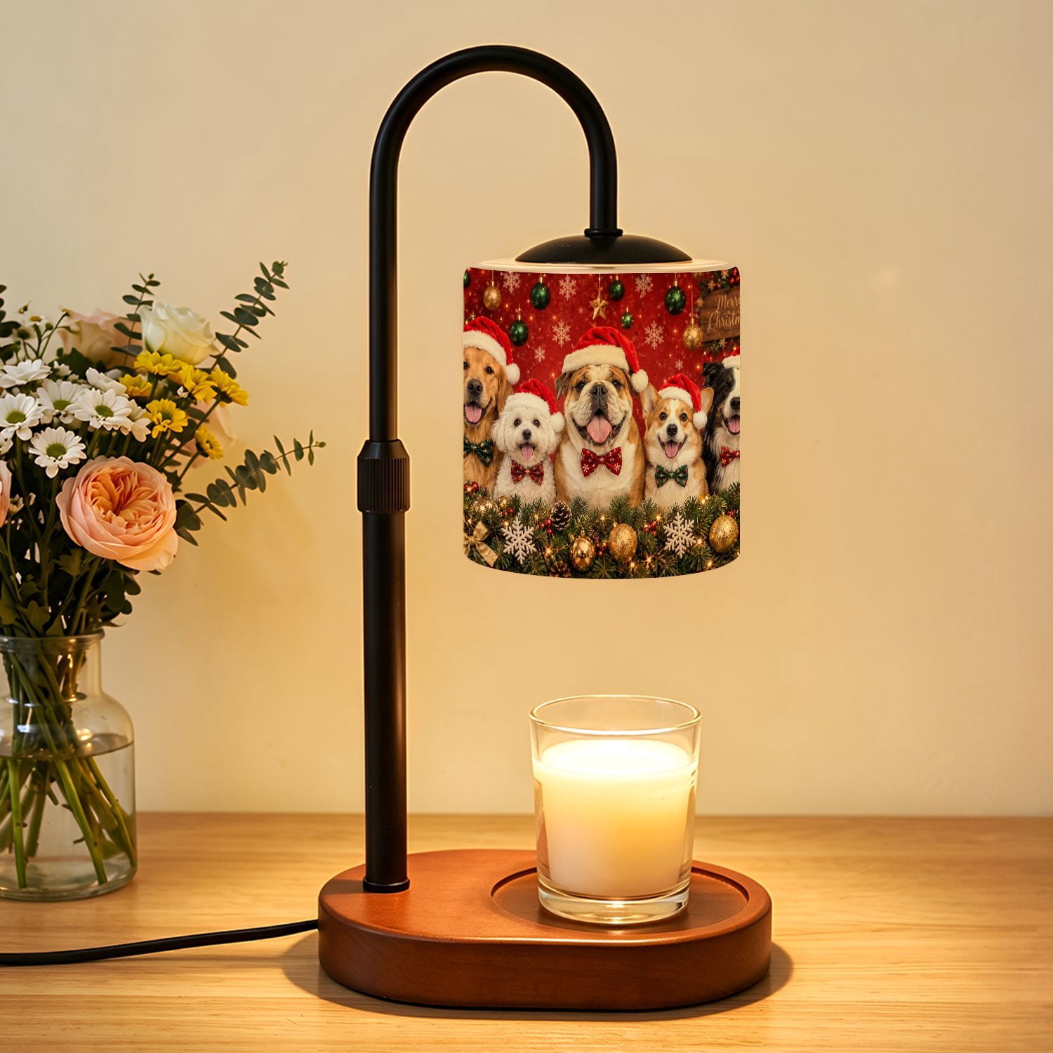 Candle Warmer Lamp with Timer Christmas Pug Dogs cute Dimmable Height ...