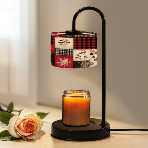 Candle Warmer Lamp with Timer, Christmas Vintage Snowflake Xmas Tree Winter Elk Holiday Non-slip Wireless Remote Control Wax Melts Warmer with 4 Bulbs for Home Office Dorm, Birthday Gifts for Women