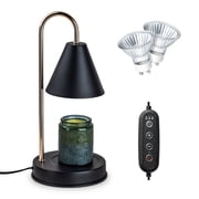 Marycele Black Halogen Candle Warmer Lamp with Timer, Dimmable Wax Melt Warmer, Modern Room Decor, 2 Bulbs