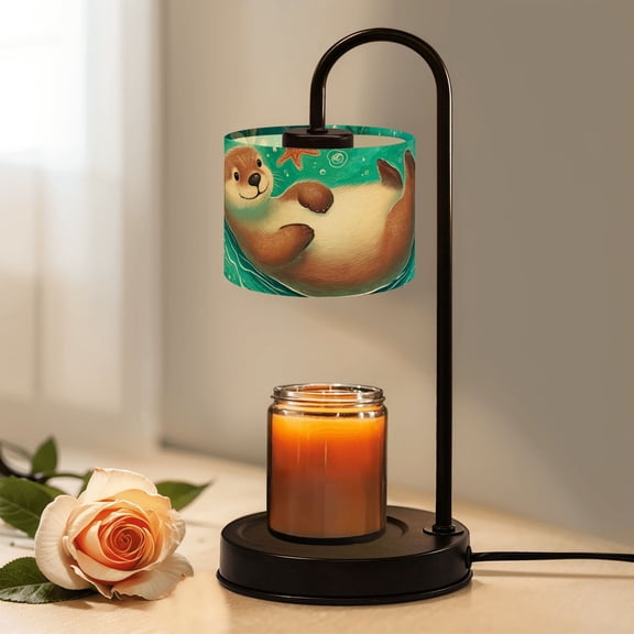 Candle Warmer Lamp with Timer, Cute Sea Otter Floating Water Seaweed Starfish Non-slip Wireless Remote Control Wax Melts Warmer with 4 Bulbs for Home Office Dorm, Birthday Gifts for Women