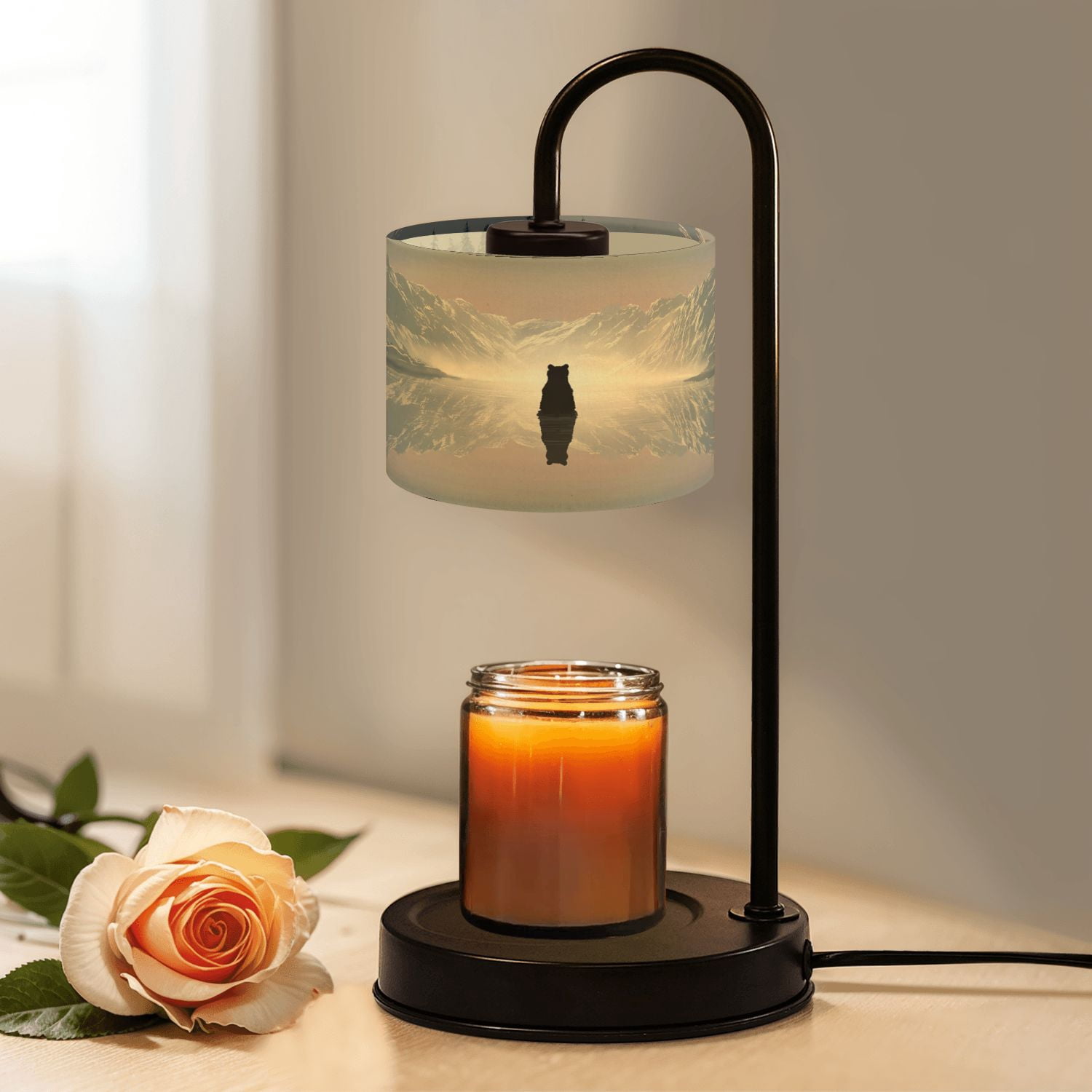Candle Warmer Lamp with Timer, Dawn Fog Bear Cub Reflection Still ...