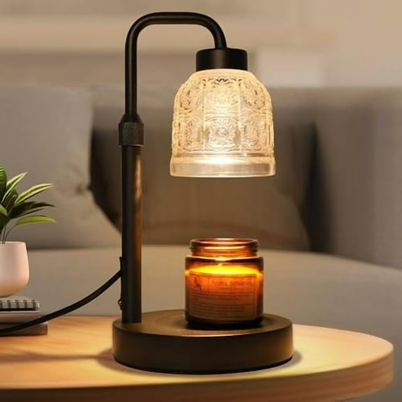 Candle Warmer Lamp with Timer, Dimmable Adjustable Height Candle Lamp, Birthday Gifts for Women Mom Sister Friends, Candle Warmer Gifts New Home Decor, Candle Lamp Warmer with 2 Bulbs - Black