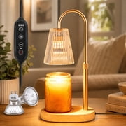 BEEPRINCESS Candle Warmer Lamp with 2/4/8H Timer & 4-Level Dimmer, Adjustable Height for Jar Candles, Amber, 2 GU10 Bulbs