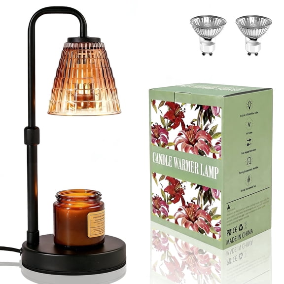 Metdark Candle Warmer Lamp, Black, Timer, Dimmable, Glass Shade
