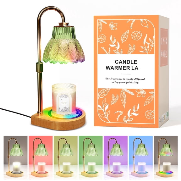 Candle Warmer Lamp with Timer Dimmable, Birthday Gifts for Women Mom, House Warming Gifts New Home Decor, Wax Melt Warmer for Jar Candles with 2 Bulbs(Green)