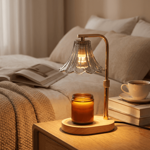 Metdark Candle Warmer Lamp with Timer, Adjustable Height & 5-Level Dimmer, Jar Candle & Wax Melt Warmer with 2 Bulbs, Matte Black Home Fragrance Decor