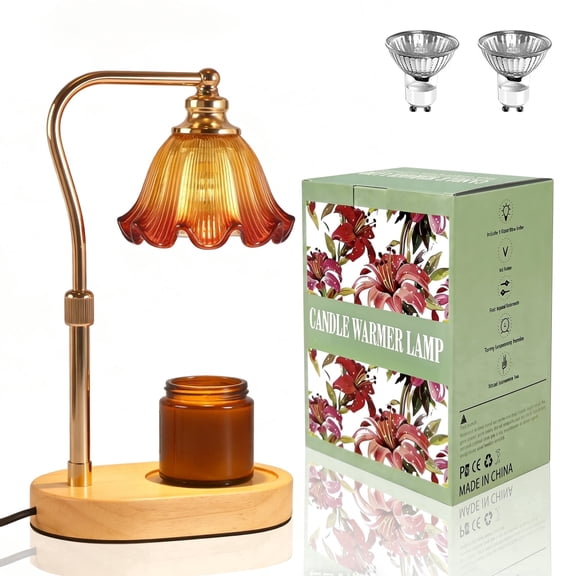 Metdark Birthday Glass Wax Warmer with Timer & Dimmable Control, Yellow